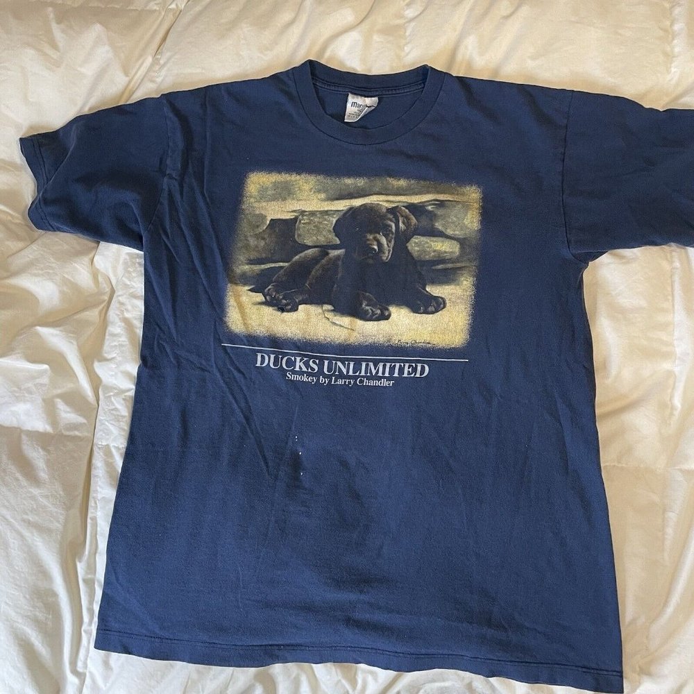 Ducks Unlimited Smokey by Larry Chandler Size L Navy Blue